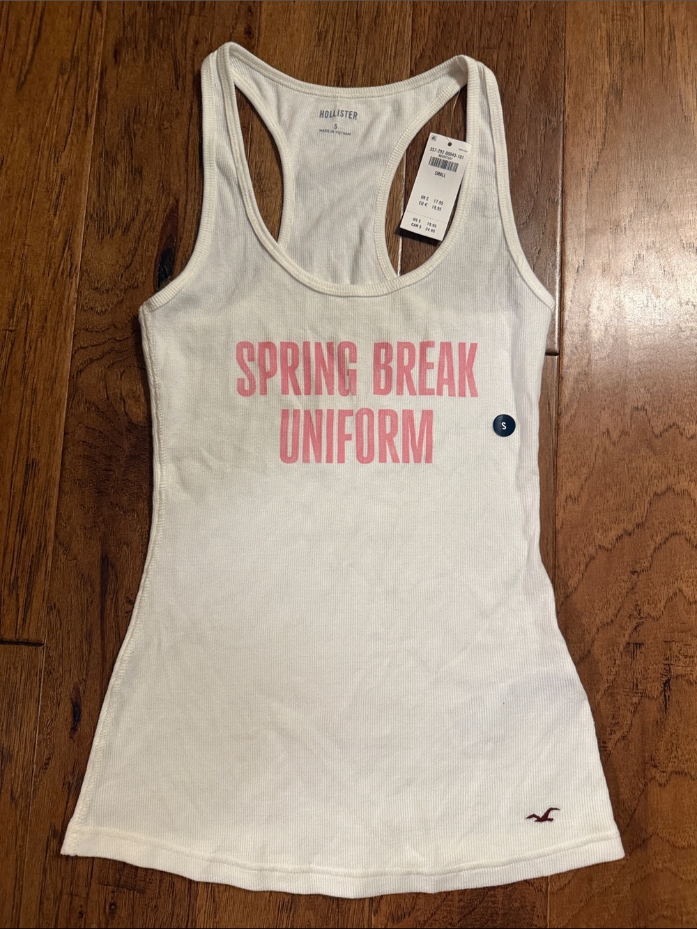 NWT Hollister Spring Break Uniform Graphic Ribbed Tank Top | White | Small